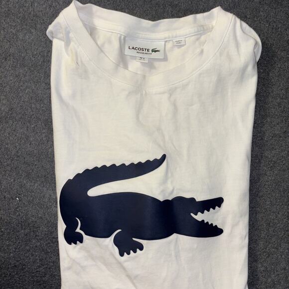 Lacoste Shirt Womens XL Regular Fit Crocodile Patchwork Logo Ladies T Shirt - Picture 6 of 7